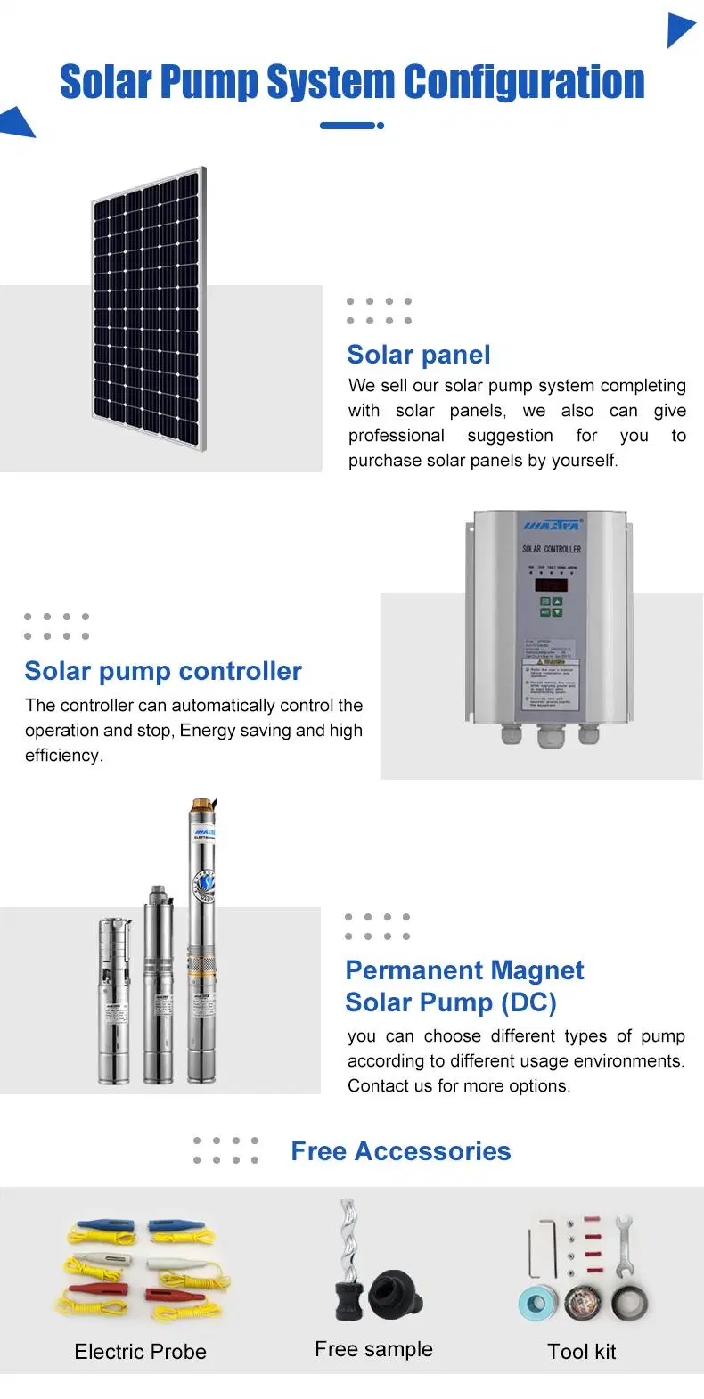 Mastra 3 Inch 300W Low Voltage High Head Solar Power Submersible Fountain Pumps System Deep Well DC Motor Solar Water Pump