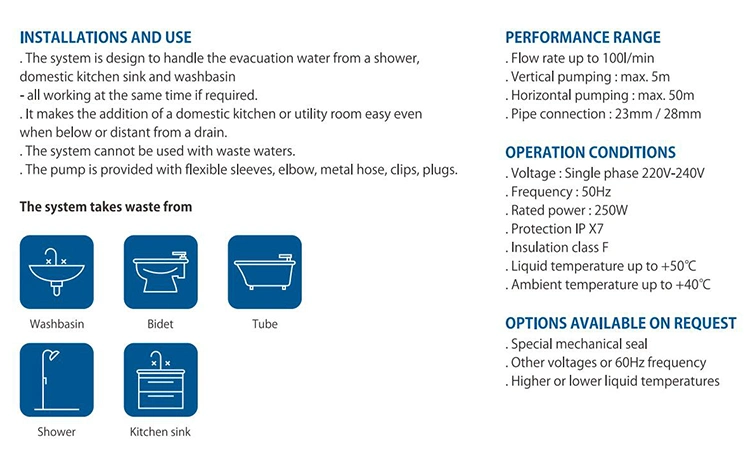 Micro Lifting Station Shower Bath Macerator Wc Waste Water Pump